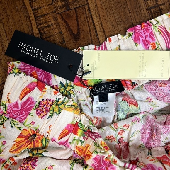 Linen Rachel Zoe set top and shorts linen & rayon floral pattern Sz L nwt - Picture 7 of 16